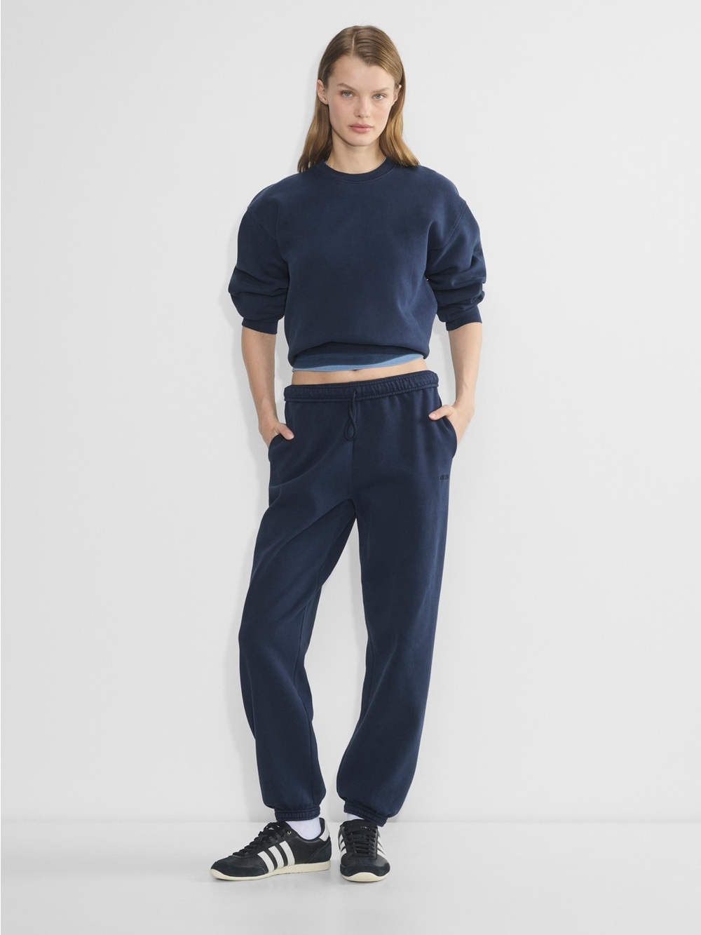 TNA CozyAF Navy Elastic-Waist Joggers for Women